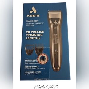 Andis Cordless Beard Trimmer, Lithium Ion T-Blade Trimmer wbuilt in dial